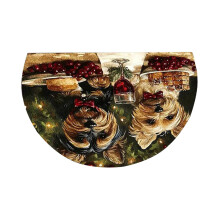 Modern Silver Semicircle Doormat Polyester 20x24 Inch