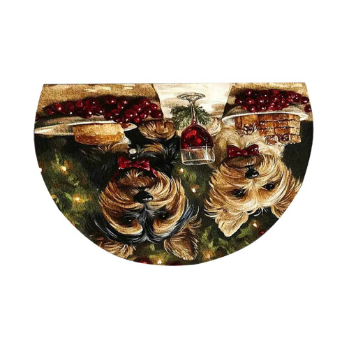Modern Silver Semicircle Doormat Polyester 20x24 Inch