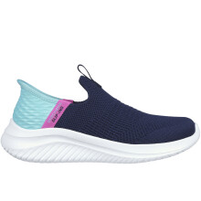 (13K UK, Navy) Skechers Kids Ultra Flex 3.0 Fresh Time Slip On Memory Foam Trainers Sneakers