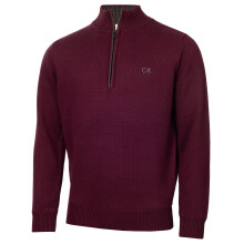 (S, French Burgundy) Calvin Klein Mens Lined Chunky Windproof Lined 1/2 Zip Sweater