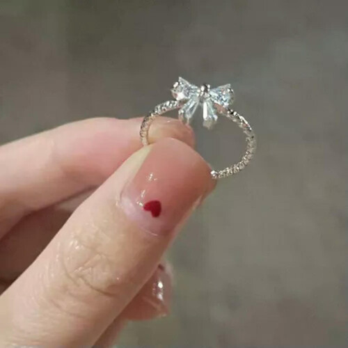 Bowknot Ring Adjustable Shiny Delicate Jewelry WY4-1