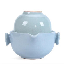Ceramic Portable Kung Fu Tea Set with 1 Teapot and 1 Gaiwan