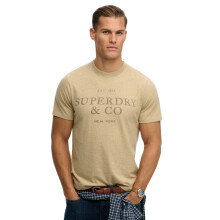 (S, Pumice Stone Beige Marl) Superdry Mens 1954 Company Relaxed Short Sleeve T-Shirt