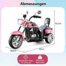6V Elmotorcykel för Barn, Rosa, Justerbara Ljus & Ljud