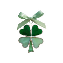Blue Bow Ribbon Sea Glass Pendant Holiday Ornament Four