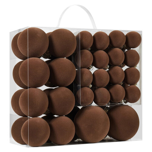 Velvet Christmas Balls Brown 46 Pcs