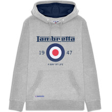 (L, Grey Marl) Lambretta Mens Target Pullover Hooded Sweatshirt Hoodie