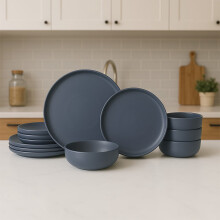 Stoneware Dinner Plates and Bowls Set 12-Piece