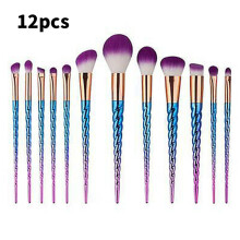 Mermaid Spiral Pattern 12 Piece Makeup Brush Collection Long Supplies Handles