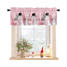 Pink Snowman Christmas Window Valance 42x18in Rod Pocket