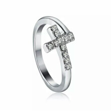 925 Silver Plated Flower Animal Cross Ring with Zircon