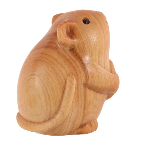 Wooden Hamster Statue Decorative 4.5 x 4 x 3.3 cm Light