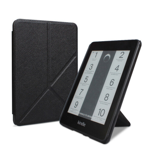Capa Dobrável Preta em Couro PU Compatível com Kindle 2024 (6 polegadas) - Smart Sleep, Resistente a Choques
