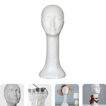 Wig Head Display Stand White Foam Mannequin with Long Neck
