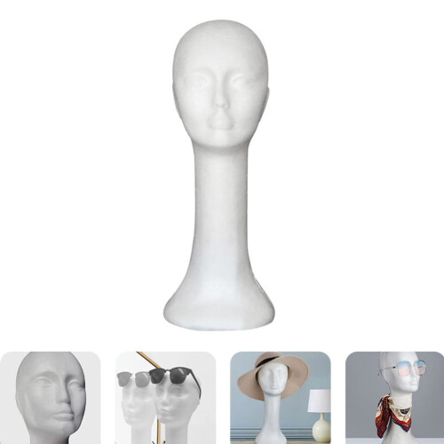 Wig Head Display Stand White Foam Mannequin with Long Neck