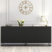 Ripple Oak & Black 200cm Duo Sideboard - Modern Fluted Design