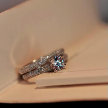 925 Sterling Silver Crystal Zircon Ring Set 9
