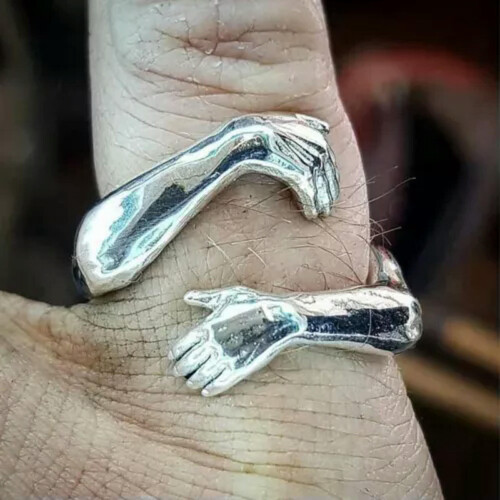 925 Silver Flower Animal Cross Open Ring with Zircon