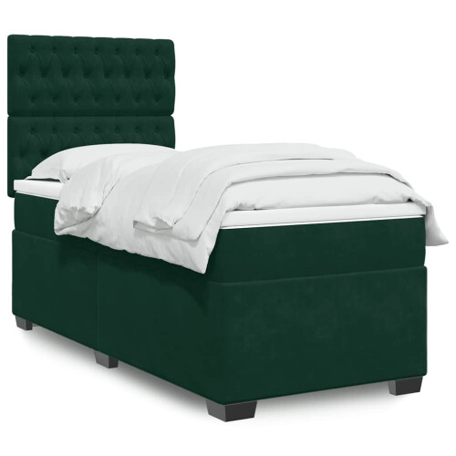 VidaXL vidaXL Boxspringbett mit Matratze Dunkelgrün 90x200 cm Samt
