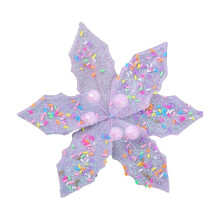 Purple Artificial Poinsettia Ornaments 12 Pack
