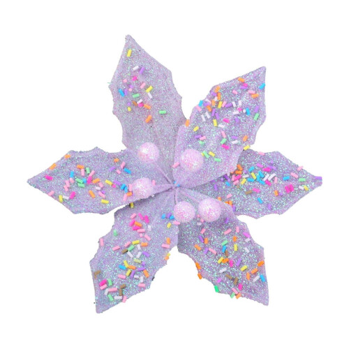 Purple Artificial Poinsettia Ornaments 12 Pack