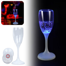 Blue Glowing LED Champagne Flutes Plastic Set of 5