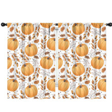 Pumpkin Pattern Thanksgiving Curtains 2 Pack 42x63 in Rod
