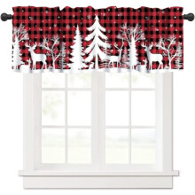 Snowflake Elk Valance Red Black 54 x 18 inches