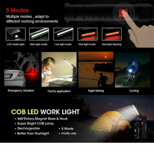 Magnetic Rechargeable COB LED Red Work Light 1 Pack 2