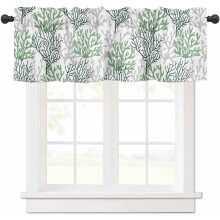 Sage Green Grey Coral Coastal Valance 54x18 in Rod Pocket