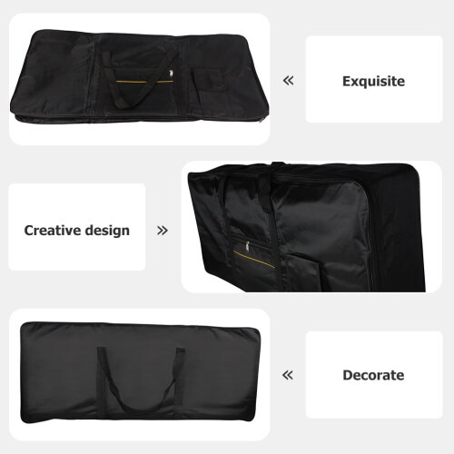Electronic Keyboard Storage Bag Black 61-88 Keys with 2