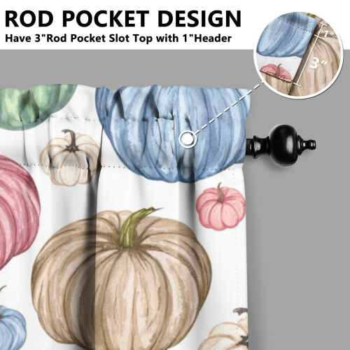 Pumpkin Pattern Tier Curtains Set of 2 Rustic Autumn 2