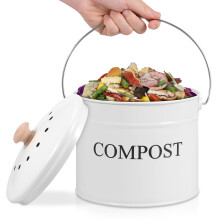 Kitchen Compost Bin Metal Countertop 0.8 Gallon with Lid