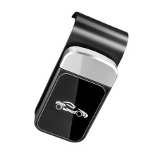 Stainless Steel Car Glasses Holder - Black and Silver Sun Visor Clip