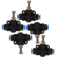 Pneumatic Tube Connector Adapter 6mm 1/4 Inch Black 5 Pack