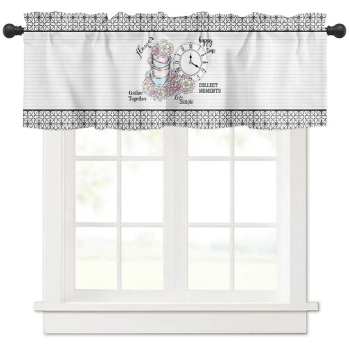Flower Tile Texture Curtains for Living Room Kitchen Bedroom 2