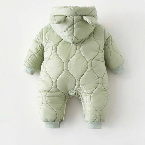 Puffer Jacket for Toddlers Solid Green Hooded Zip-Up 6 2