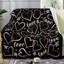 Pink Heart Fleece Throw Blanket Love Theme 50x40 inches