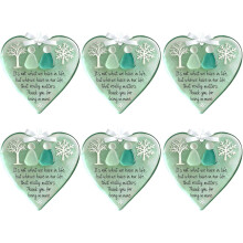 Heart-Shaped Sea Glass Ornament Green 6PCS 3.15 inch
