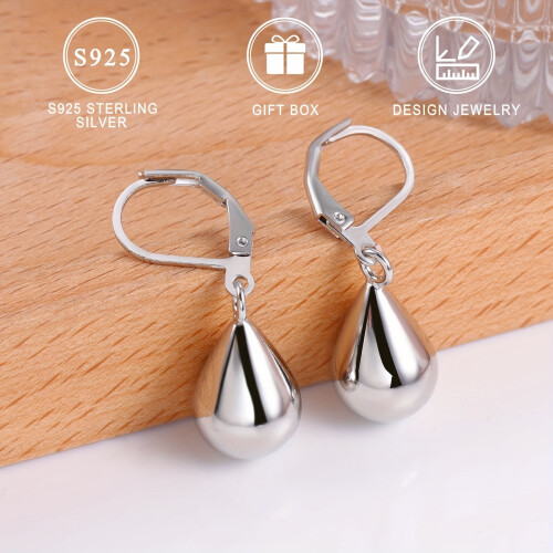 925 Sterling Silver Water Drop Earrings 1 Pair