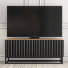 Ripple 100cm TV Unit - Oak & Black Modern Fluted Design