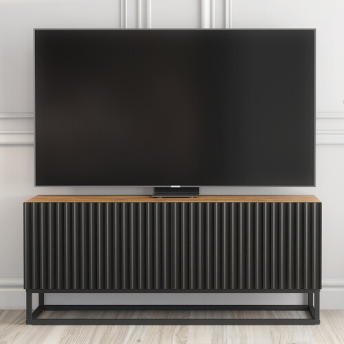Creative Furniture Ripple 100cm TV Unit - Oak & Black Modern Fluted Design