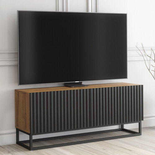Creative Furniture Ripple 100cm TV Unit - Oak & Black Modern Fluted Design 2