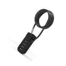 60 cm kombinovaný káblový zámok - 4-ciferný resetovateľný zámok s heslom pre batožinu, batohy a ďalšie Black