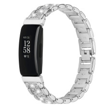 Elegancki pasek ze stali nierdzewnej z diamentami kompatybilny z Fitbit Inspire 1/2/HR Silver