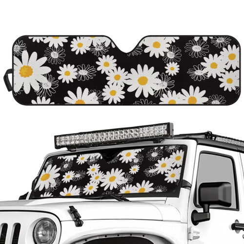 Daisy Print Windshield Sun Shade for Jeep Wrangler JL/JLU 1