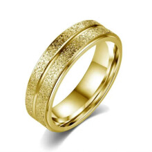 24K Gold Plated Frosted Stainless Steel Double Ring Set