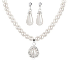 Water Drop Faux Pearl Rhinestone Bridal Jewelry Set
