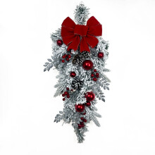 Upside Down Christmas Tree PVC Red Silver 17.73 Inch