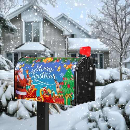 Magnetic Christmas Mailbox Cover Snowflake Deer Design 1